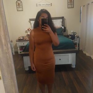 Gaze Tan Long Sleeve Dress